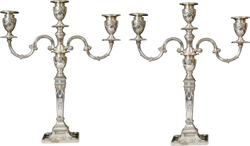 A pair of 20th century solid silver candelabra