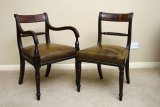 Pair Georgian Mahogany carvers and a matching pair of chairs