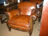 A pair of 19th Century Walnut leather armchairs